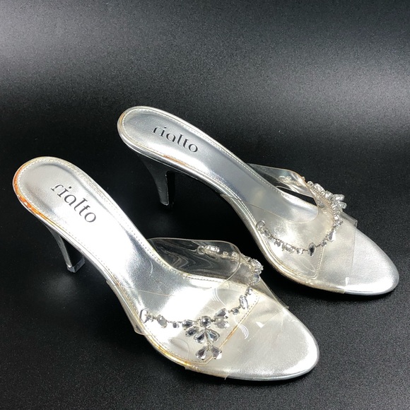 Rialto Onasis Women’s Clear Silver Heel Sandals Size 6M - Picture 1 of 10